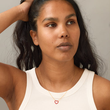 ENAMEL Copenhagen Halskjede, Organic Enamel Heart Necklaces Red