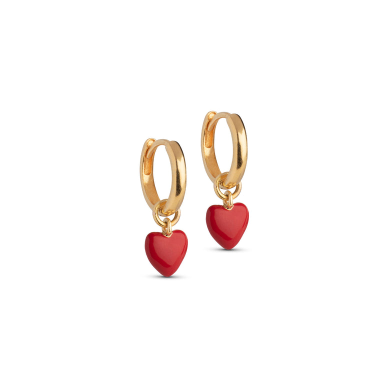 Enamel Copenhagen Amore Studs Gold Red Hearts main image 0