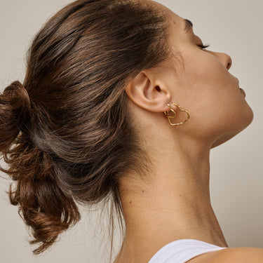 ENAMEL Copenhagen Hoops, Organic Heart Medium Earrings 925S/GP/M