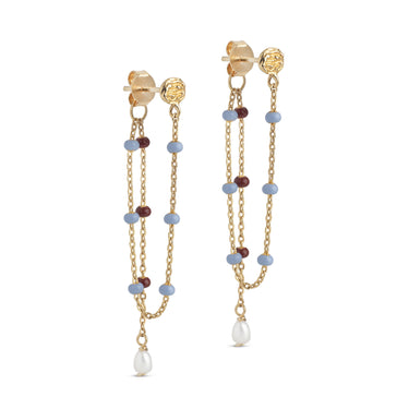 ENAMEL Copenhagen Øredobber, Lola Pearl Earrings Blue Wine