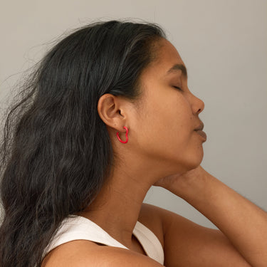 ENAMEL Copenhagen Øredobber, Organic Enamel Heart Earrings Red