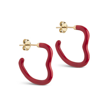 ENAMEL Copenhagen Øredobber, Organic Enamel Heart Earrings Red