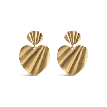 ENAMEL Copenhagen Øredobber, Wave Heart Earrings Gold Plated