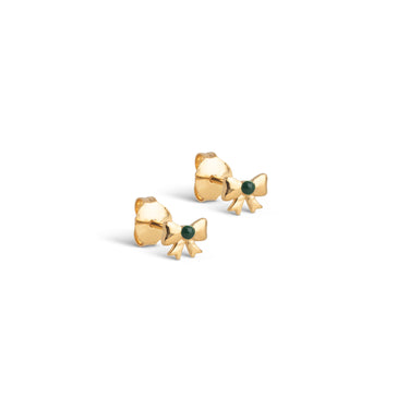 ENAMEL Copenhagen Studs, Baby Bow Earrings Petrol Green