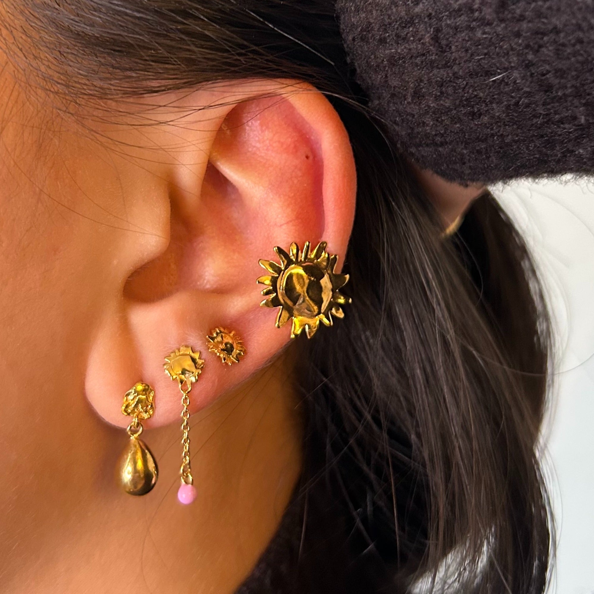 ENAMEL Copenhagen Studs, Large Sunshine Earrings 925S/GP