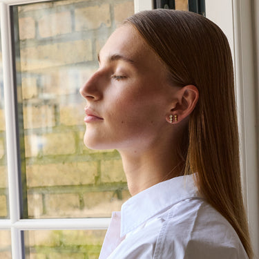 ENAMEL Copenhagen Studs, Trinity CZ Earrings Clear CZ