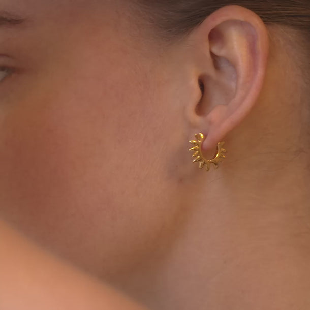 ENAMEL Copenhagen Hoops, Sunshine Leaves Earrings 925S/GP
