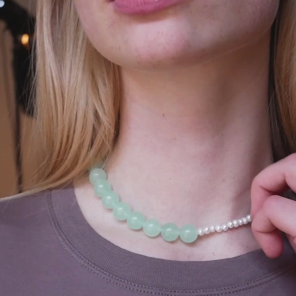 ENAMEL Copenhagen Halskjede, Yara Necklaces Pearls, Light Blue and Light Green