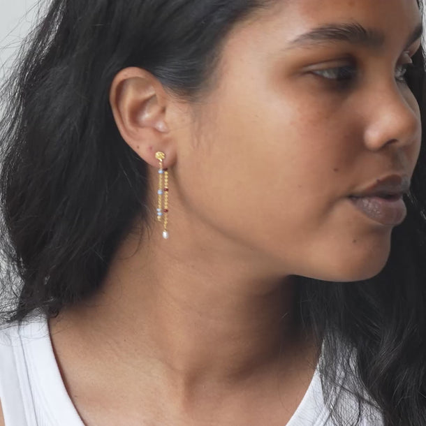 ENAMEL Copenhagen Øredobber, Lola Pearl Earrings Blue Wine