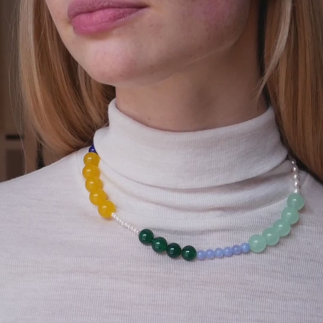 ENAMEL Copenhagen Halskjede, Tanya Necklaces Green, Blue, Yellow and Pearls